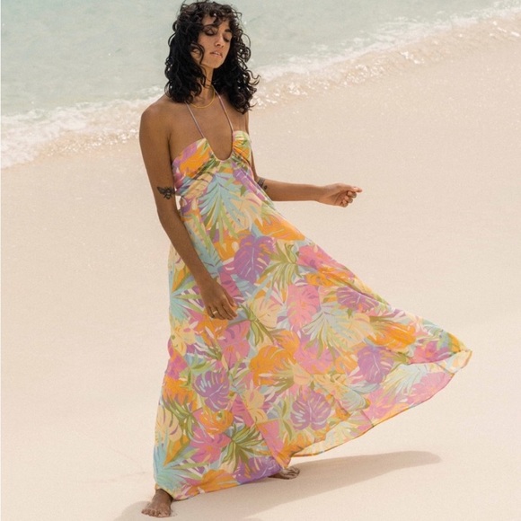 Billabong So Groovy Floral Tropical Pastel Maxi Dress - Picture 4 of 14